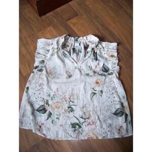 Rachel Zoe Floral Ruffle Sleeve Blouse Size M Romantic Boho Chic Top (2397)